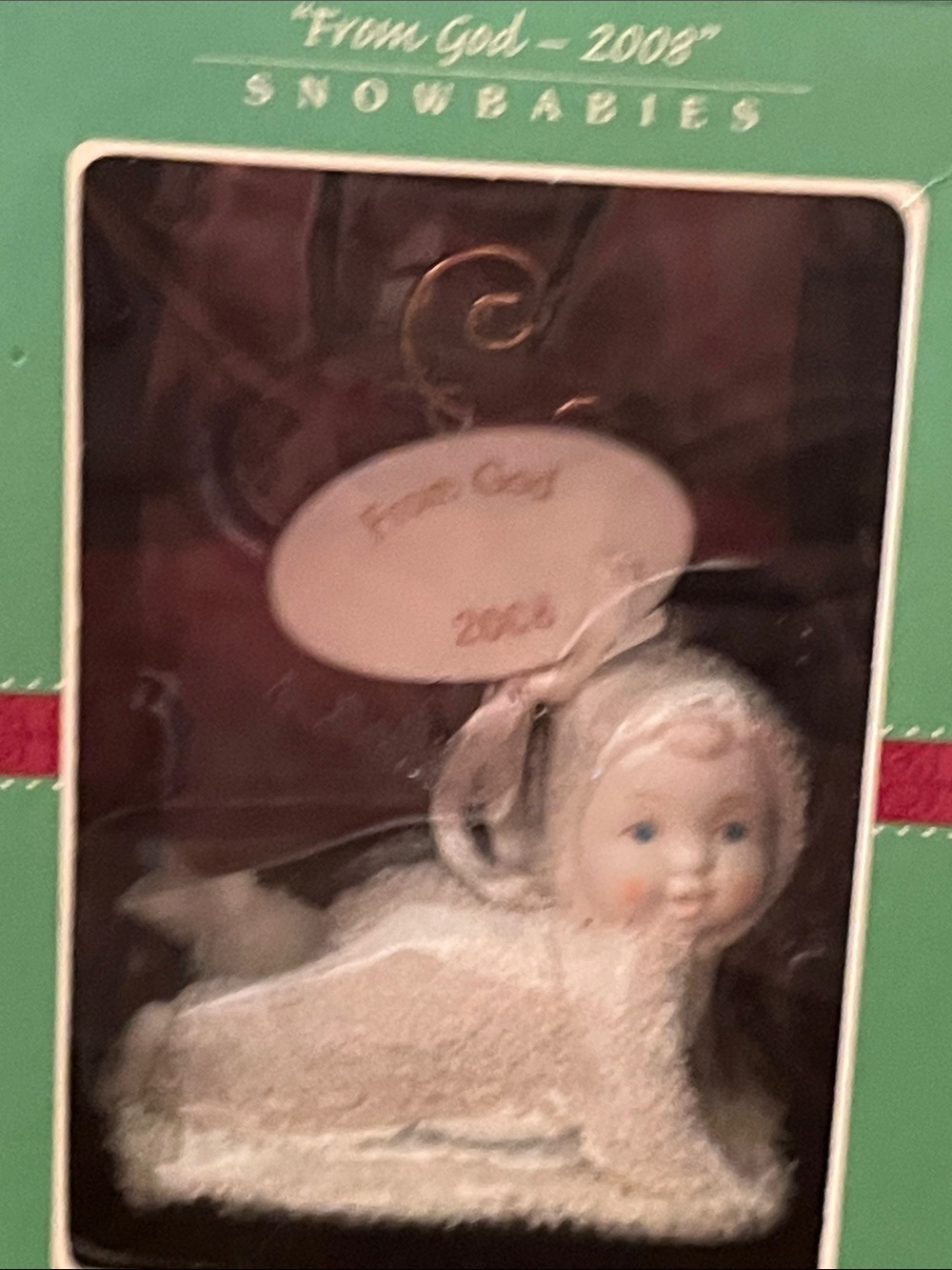 Snowbabies “From God-2008” White Baby Ornament in Original Box